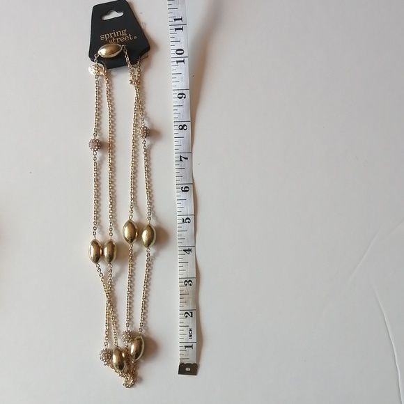 NWT Spring Street Gold Clear Rhinestone Necklace & Earrings - Picture 7 of 8